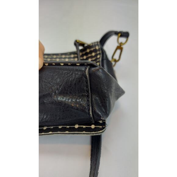 Fossil Campbell Mini Crossbody Black White Stripe Purse Adjustable Strap - Picture 6 of 11